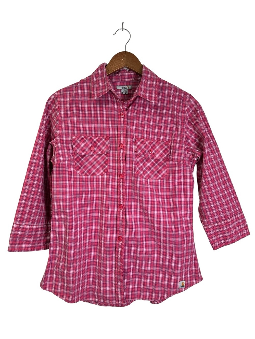 Carhartt Women’s L Pink Plaid Button Down Shirt